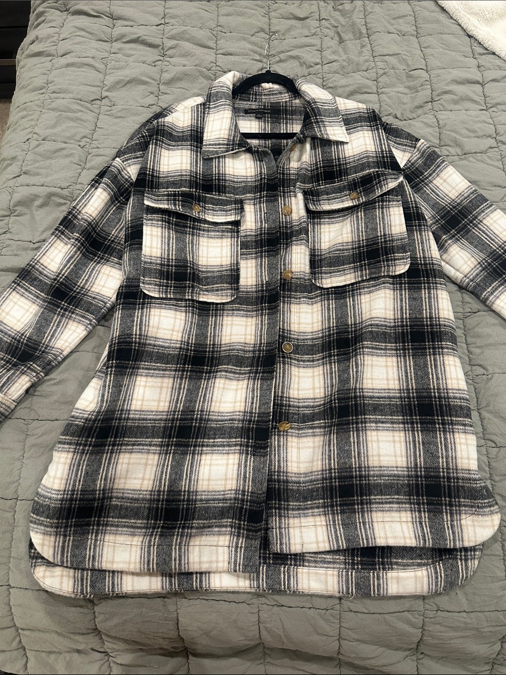 Banana Republic Black and White Plaid Shacket
